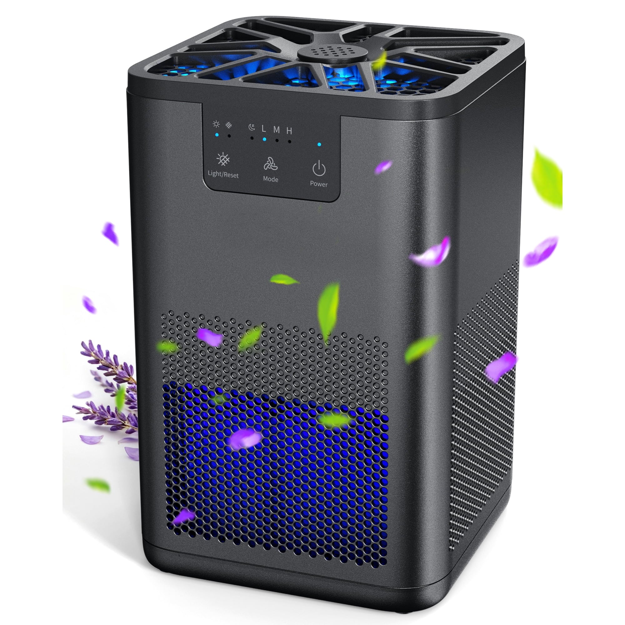 Air Purifier,Hepa Air Purifier Filter for Bedroom,Pet Dander,Odors,Air Cleaner for 300 Sq.ft,Black