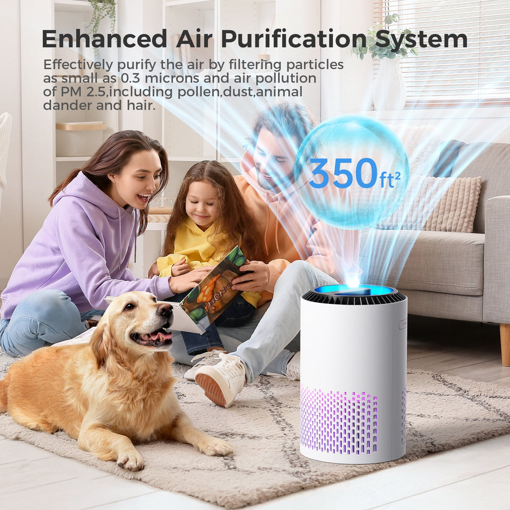 Air Purifier with Light Extra Large Room 350 Sq. ft, White