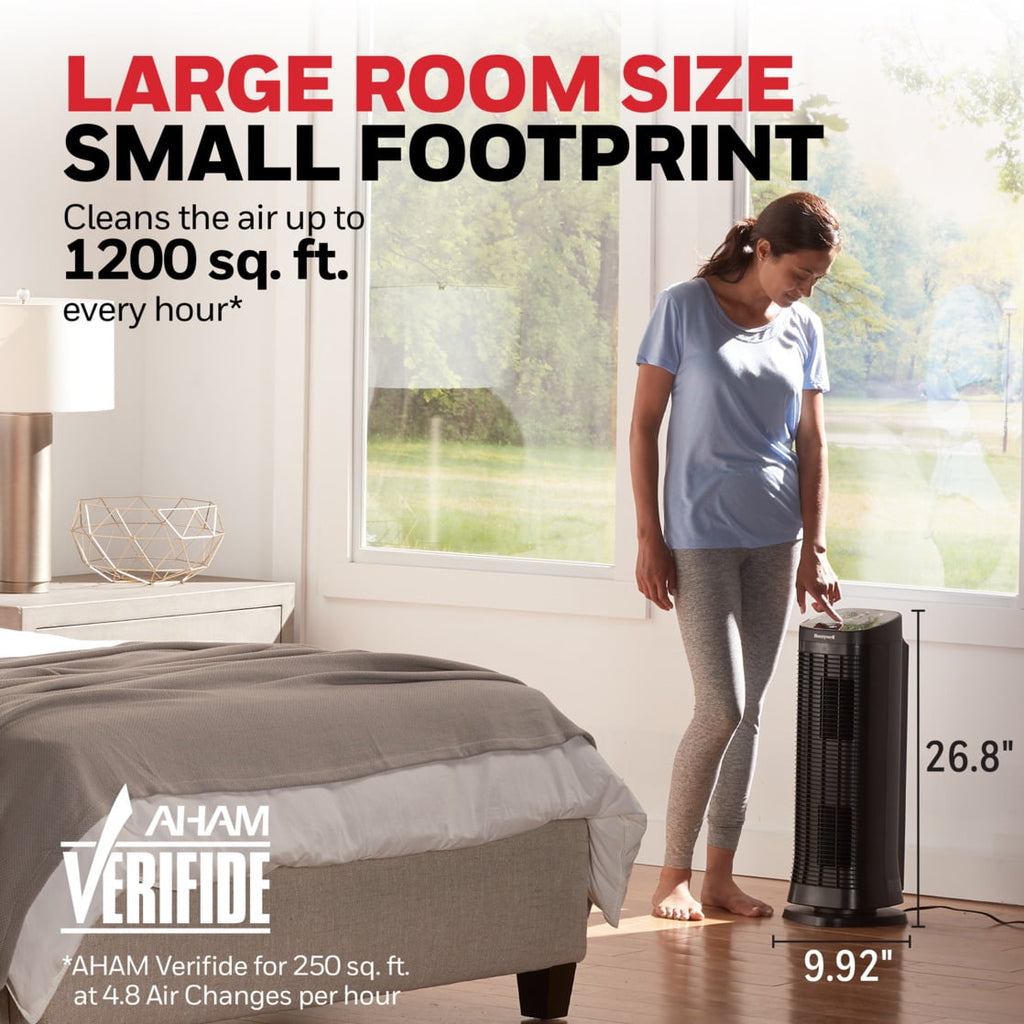 Home Air Purifier HFD320 – Permanent Washable Filter, 1208 Sqft, Reduces Dust, Pollen, Pet Dander, Smoke & Odors, Black