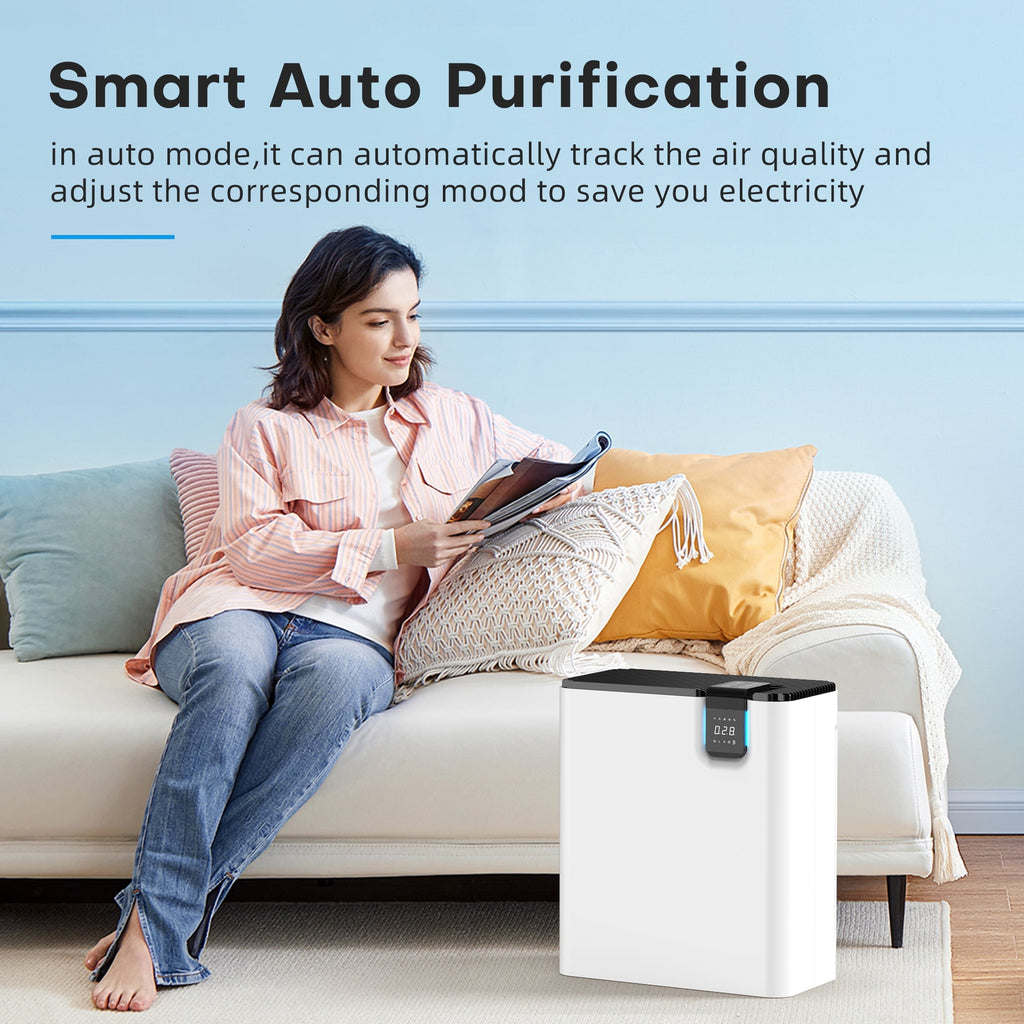 Hepa Air Purifier for Large Rooms – Smart Smoke, Dust & Pollen Cleaner with Auto Air Sensor (Up to 2100 Sq.Ft)